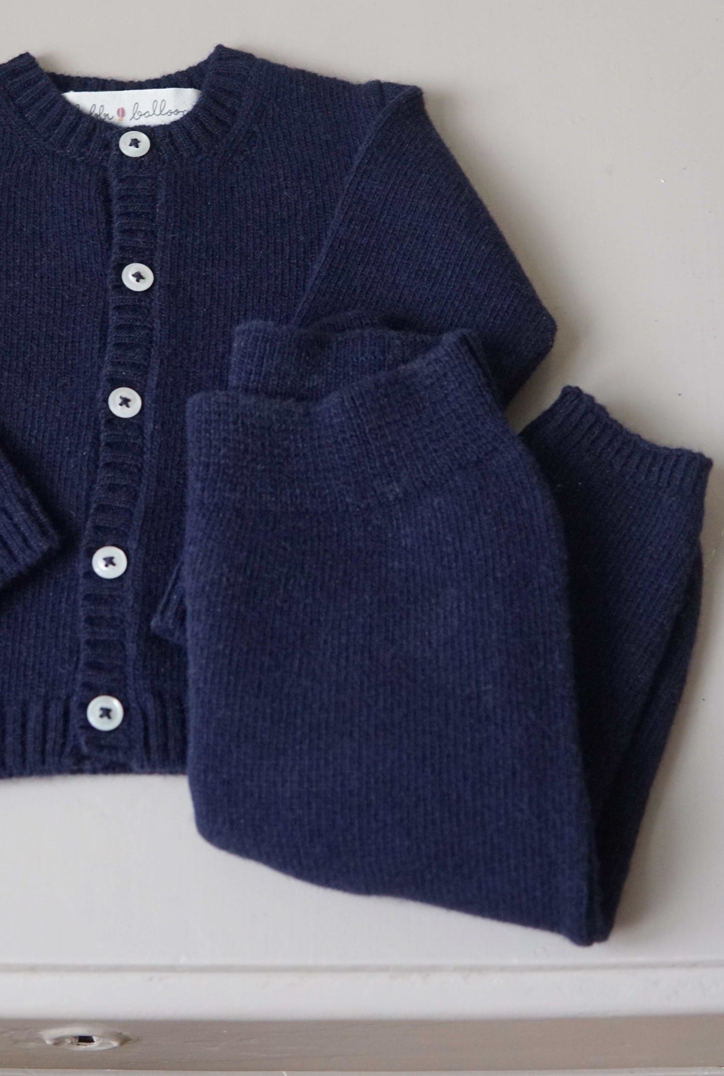 Gebreide set diepblauw