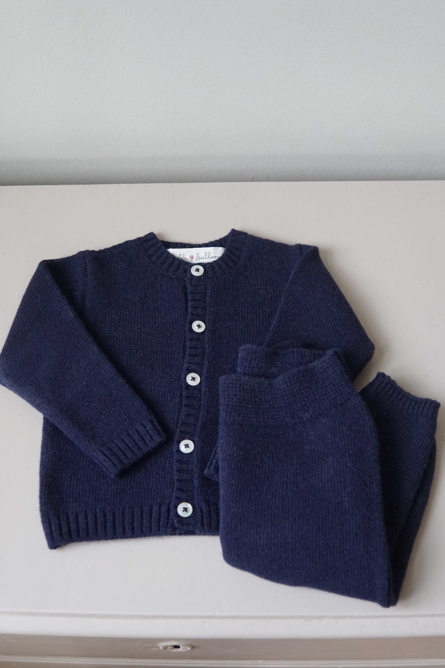 Gebreide set diepblauw